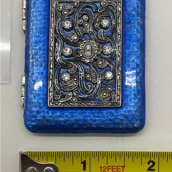 A Compact CZ Embedded Silver Gilt Monet Signed Hinged Dual Picture Frame - Picture 9 of 9